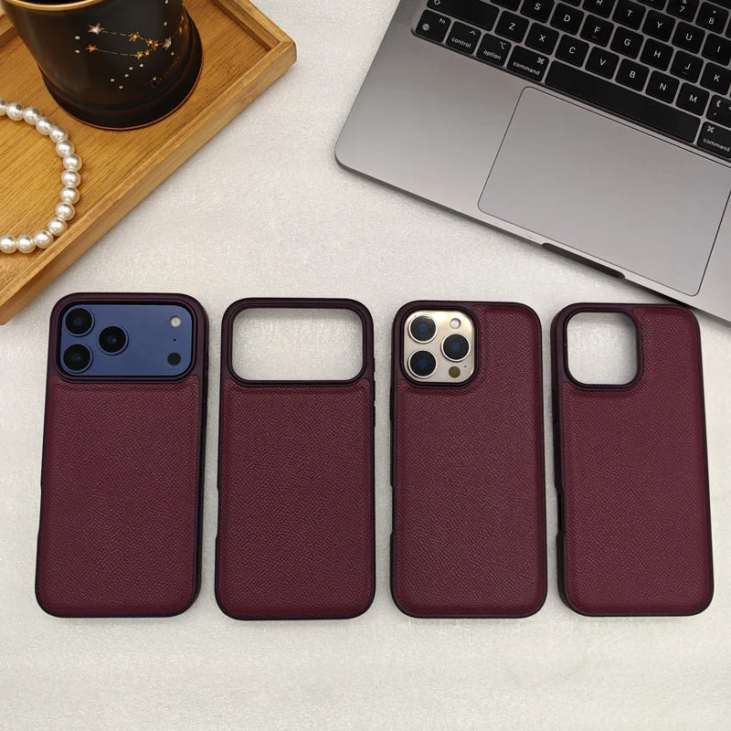 Stylish Premium Leather Epsom Texture iPhone Case for Ultimate Protection