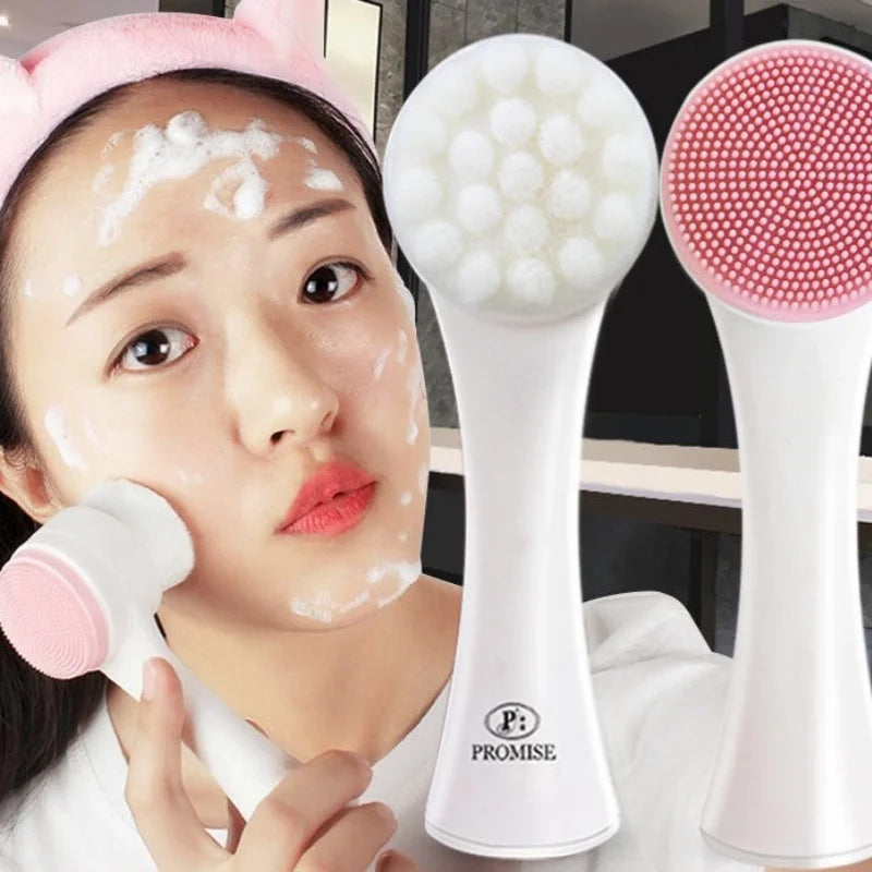 Silicone Double-Sided Facial Cleanser Brush for Blackhead Removal