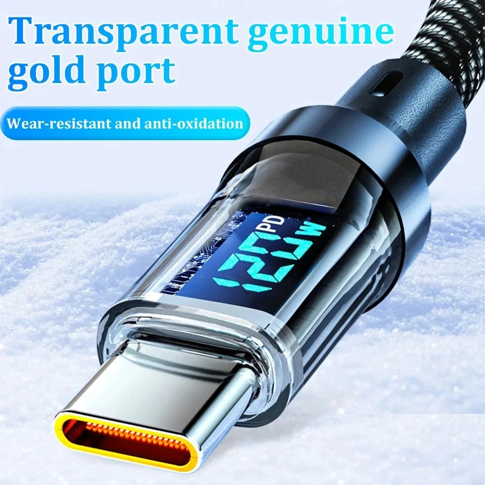 120W Type C Cable - Super Fast Charging & LED Display for All Devices