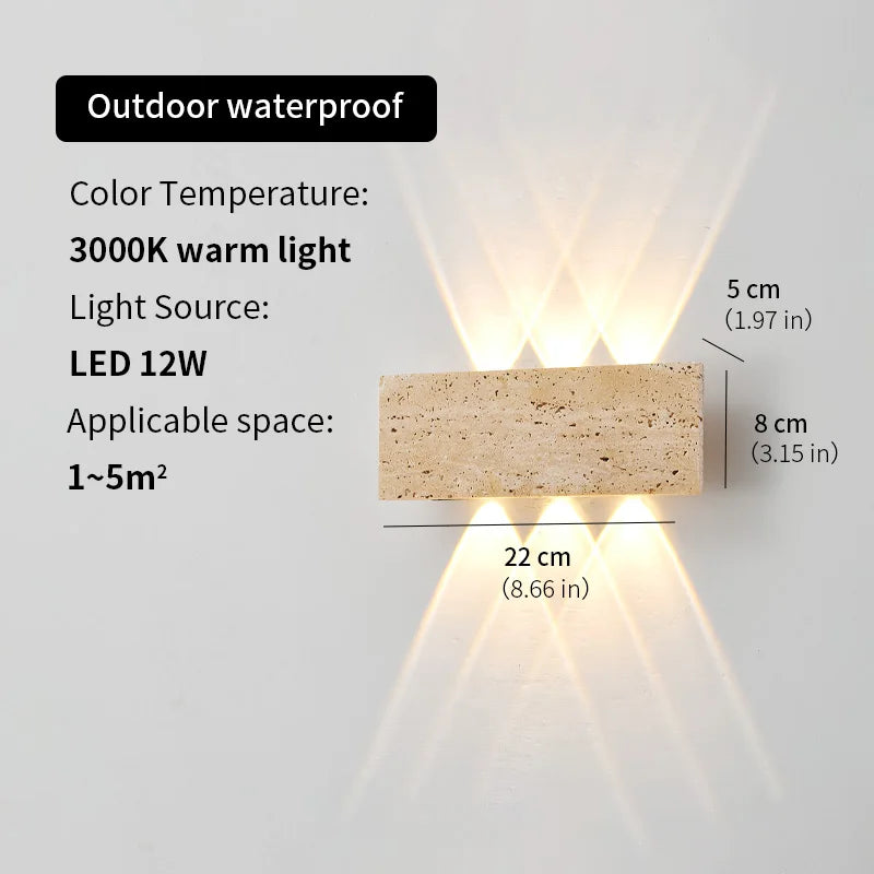 Wabi-Sabi Outdoor Waterproof Wall Lamp - LED Natural Stone Light