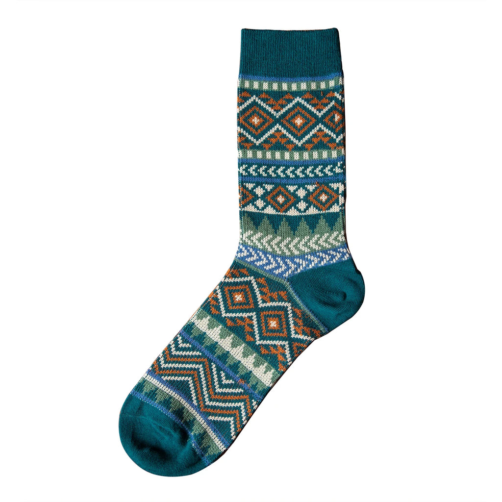 5 Pairs Vintage Fair Isle Crew Socks for Boots - Stylish Comfort
