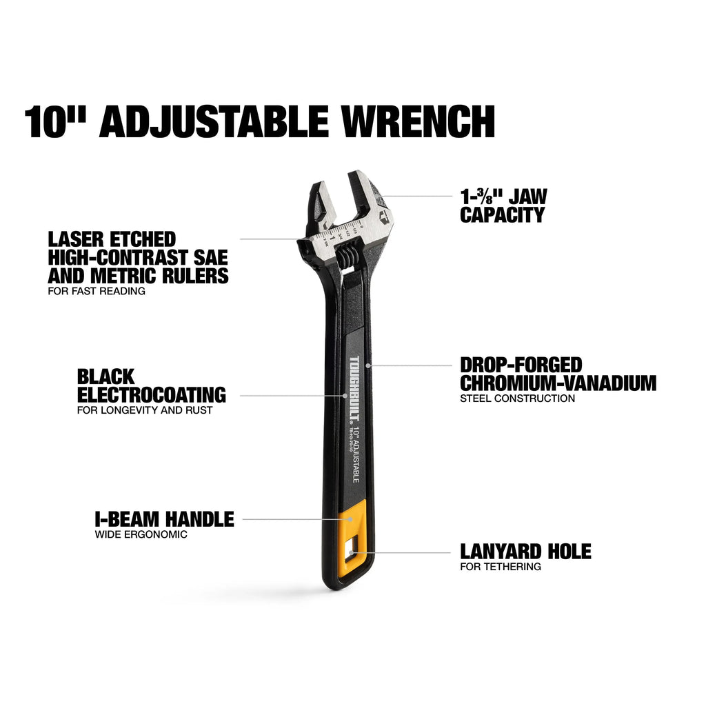 TOUGHBUILT Adjustable Wrench Set - 8" & 10" Precision Tools