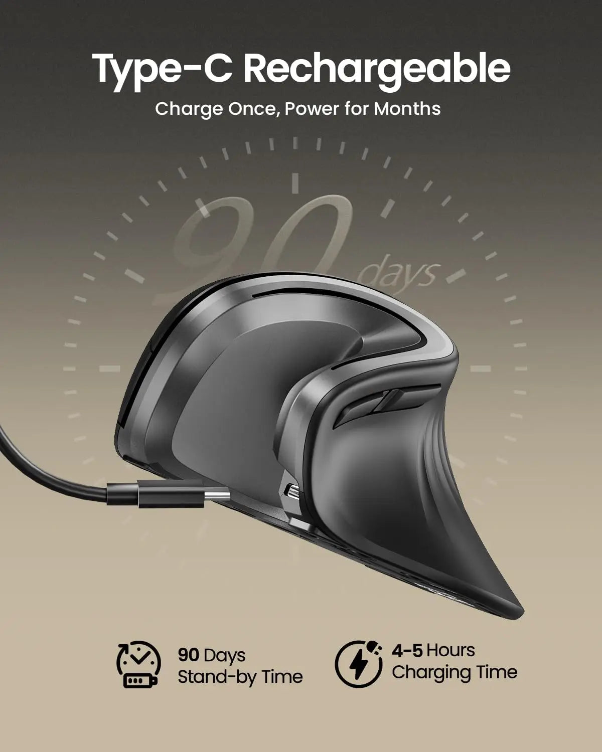 ProtoArc EM11NL Ergonomic Vertical Mouse | Multi-Device Wireless Comfort
