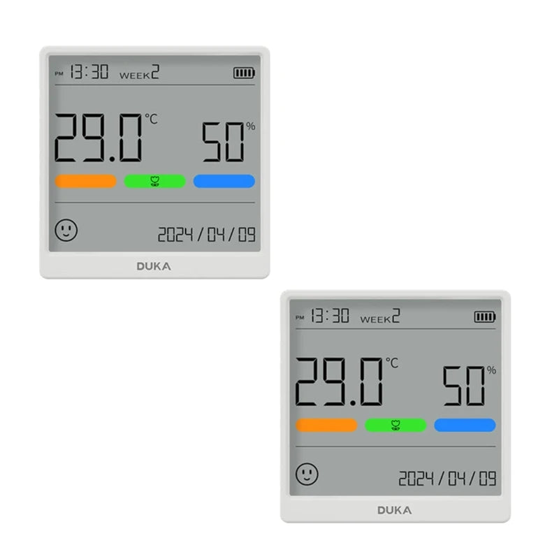 DUKA Digital Temperature & Humidity Meter Indoor Clock - Rechargeable