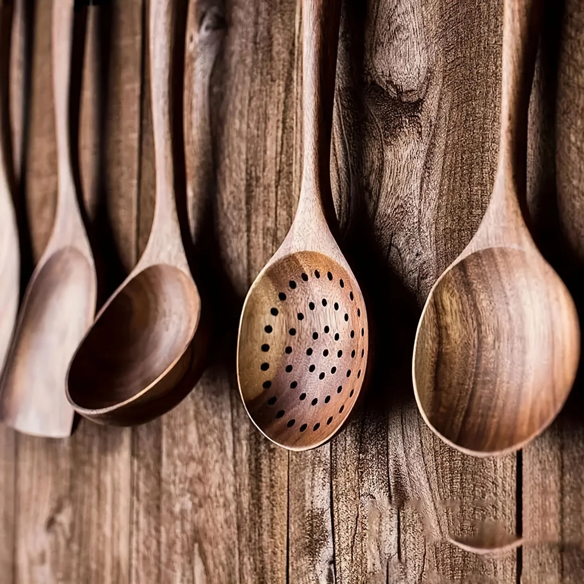 5-Piece Eco-Friendly Wooden Kitchen Utensils Set for Non-Stick Cooking