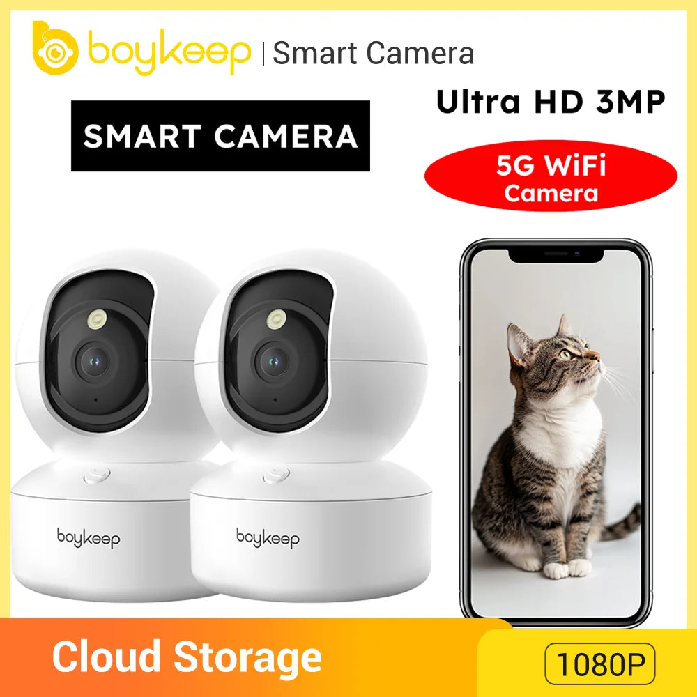 BoyKeep 2PCS 360° WiFi Camera with Night Vision & 2-Way Audio