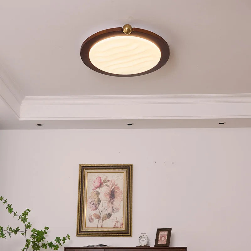 Wabi-Sabi Walnut Wood Ceiling Light - Modern LED Eye Protection