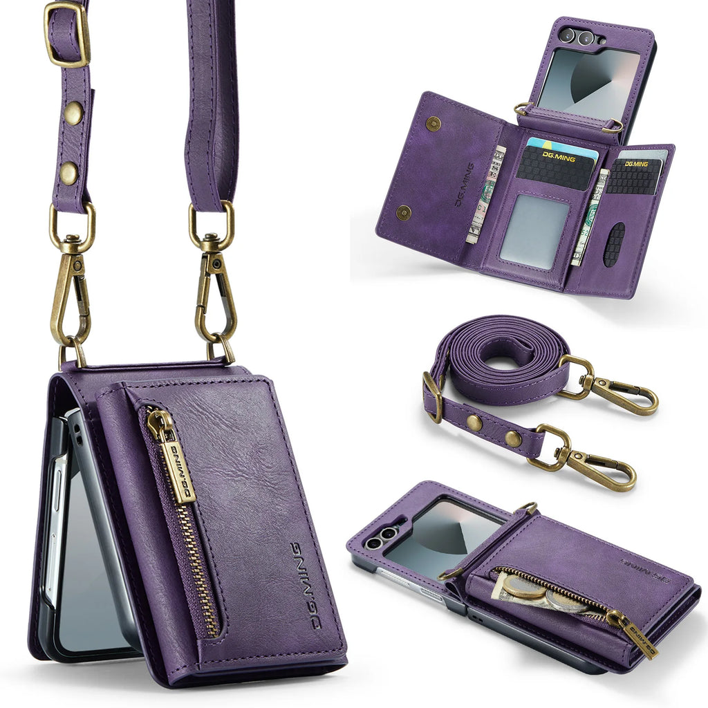 Luxury Leather Flip Wallet Case for Samsung Galaxy Z Flip Series