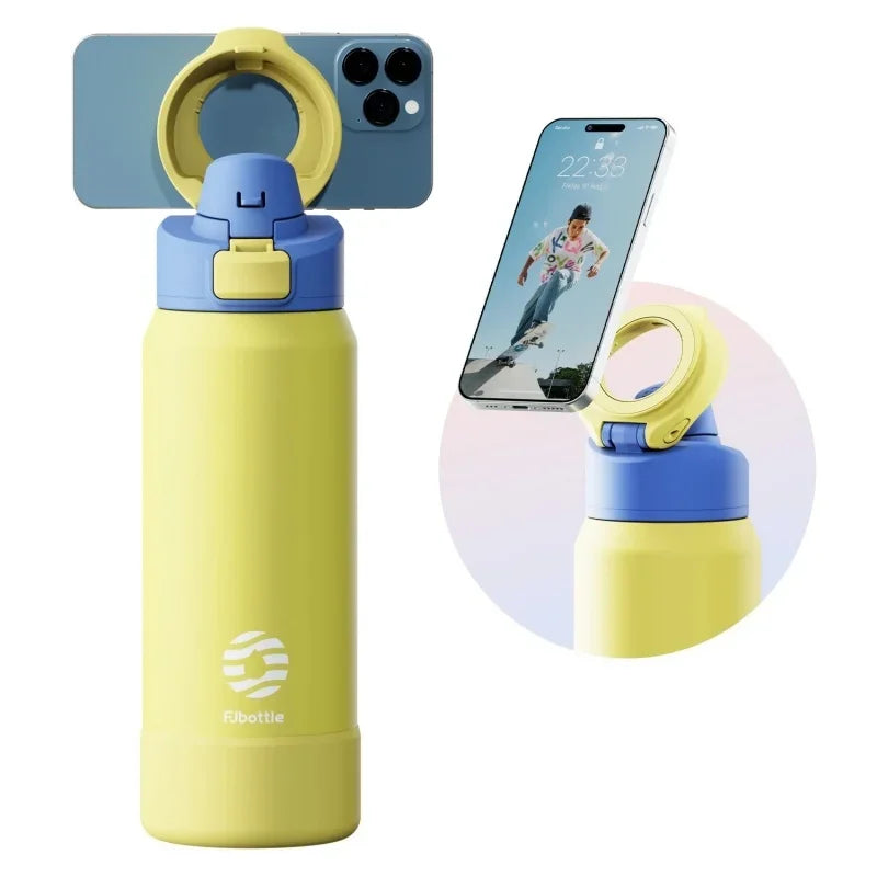 FEIJIAN Insulated Stainless Steel Sports Water Bottle with Phone Holder