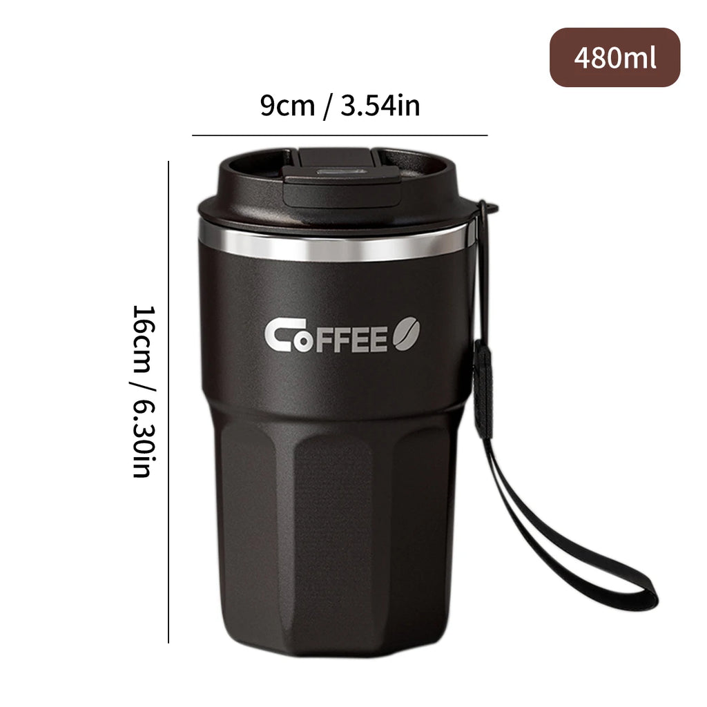 Double Layer Insulated Stainless Steel Coffee Mug - 400/480ML