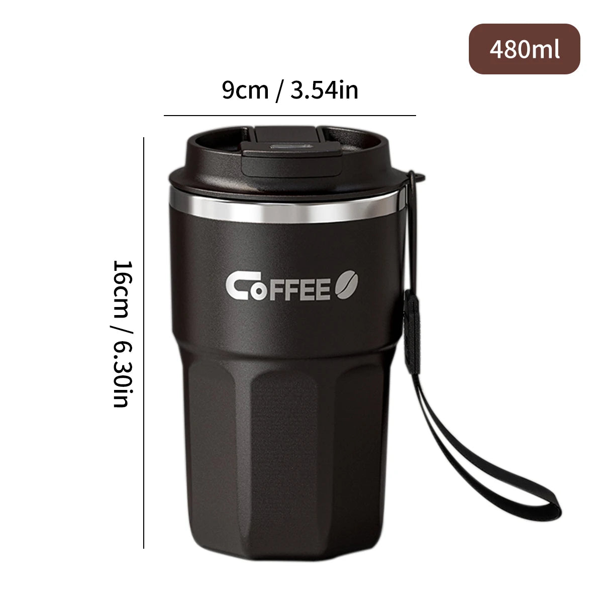 Double Layer Insulated Stainless Steel Coffee Mug - 400/480ML