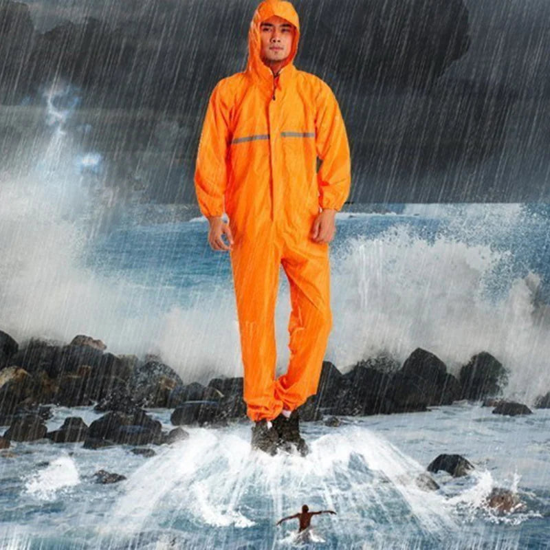 Waterproof One-Piece Raincoat for Men and Women - Versatile Rain Gear