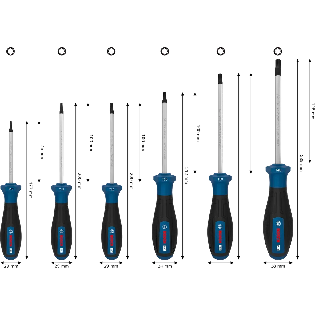 BOSCH PRO Torx Screwdriver Set - 6 Durable Hand Tools