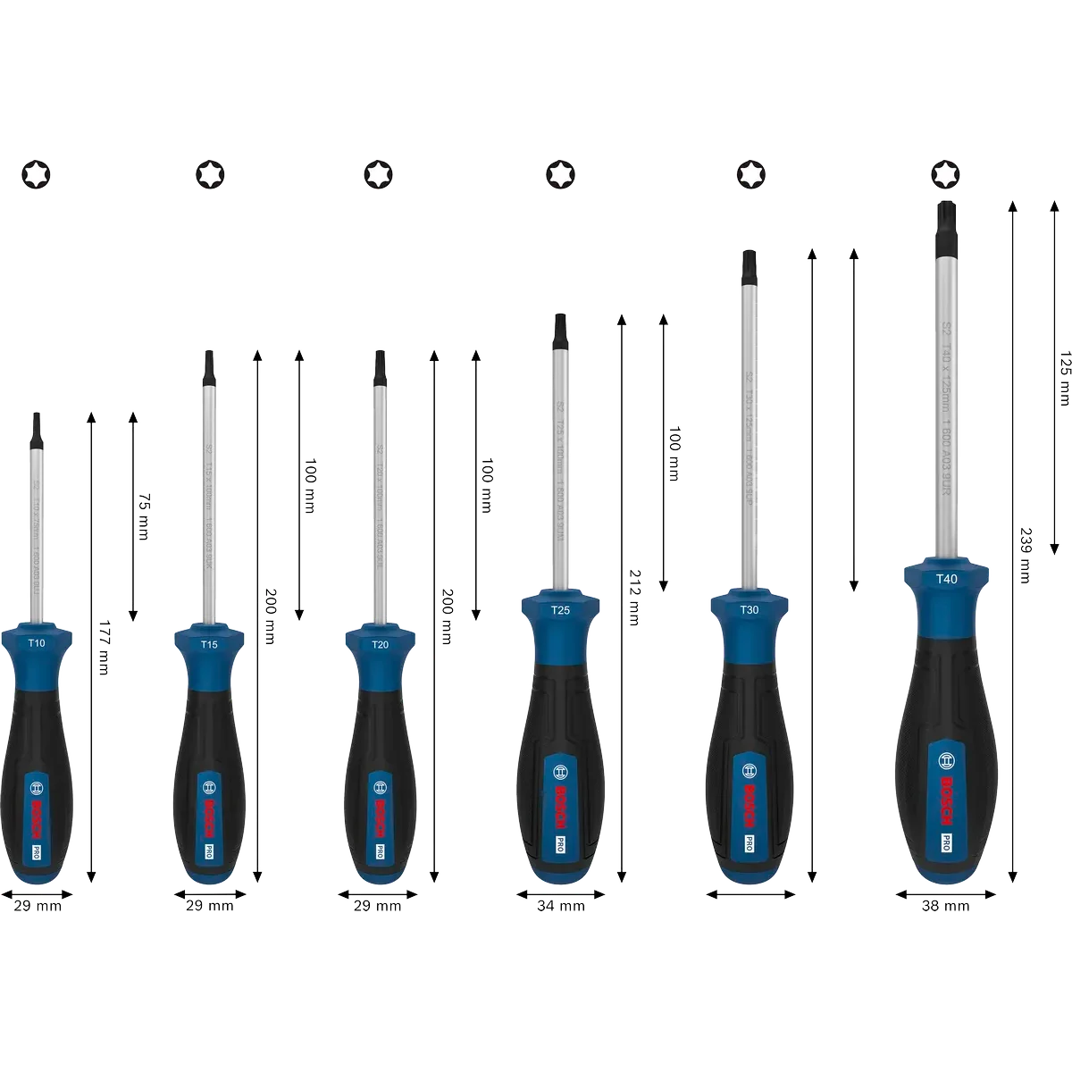 BOSCH PRO Torx Screwdriver Set - 6 Durable Hand Tools