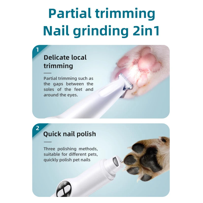 2-in-1 Electric Dog Nail Grinder & Hair Trimmer - Quiet & Efficient