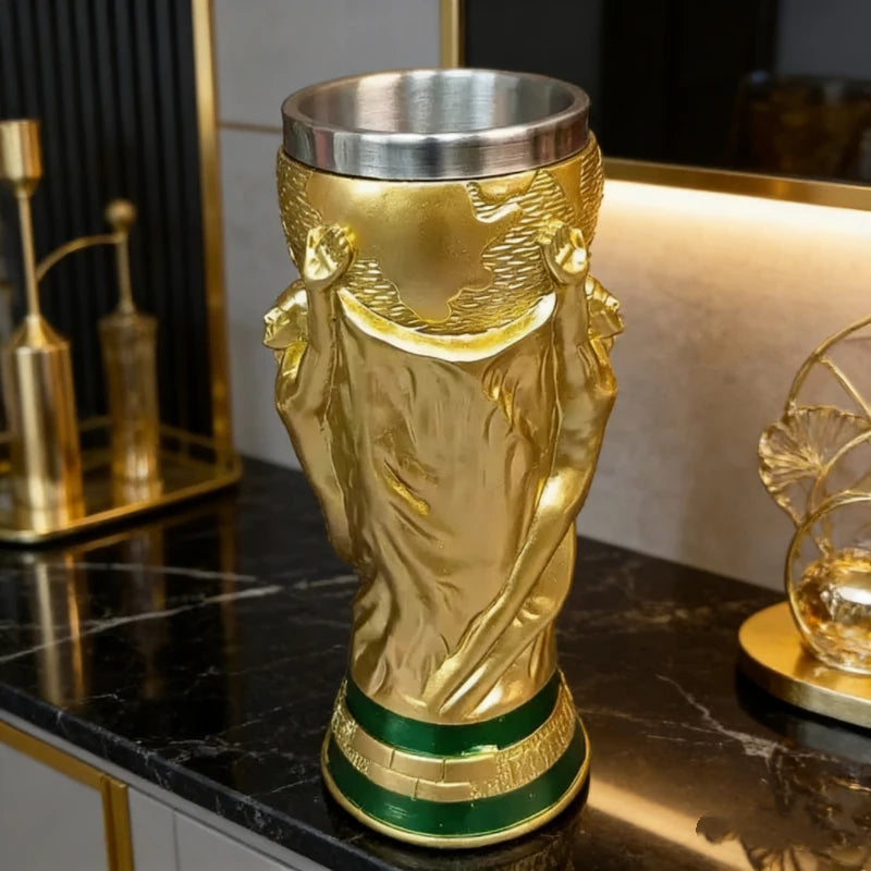 Elegant Gold-Embossed Stainless Steel Cup for Home & Bar Use