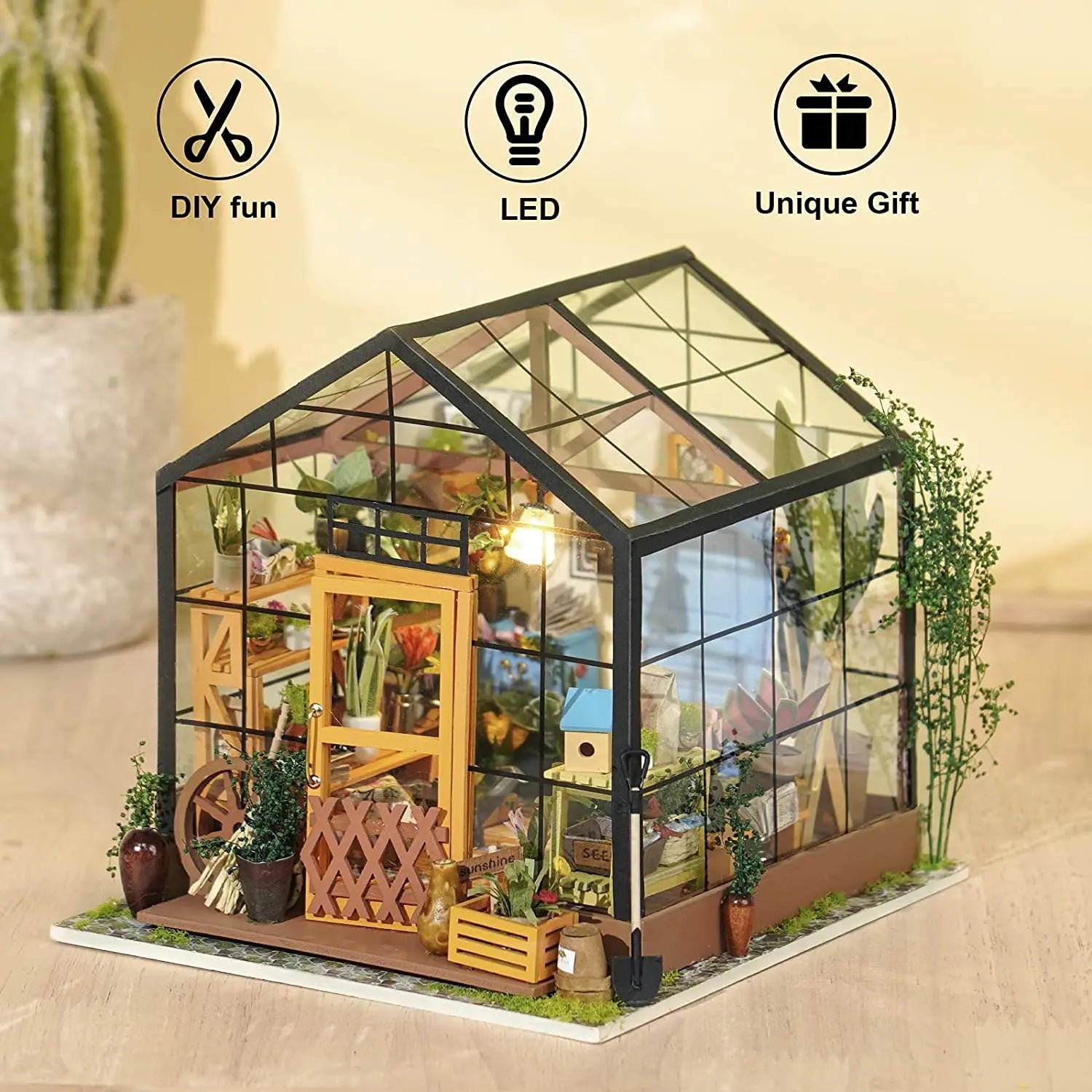 Robotime Green DIY Dollhouse Kit - Engaging Miniature Art Project
