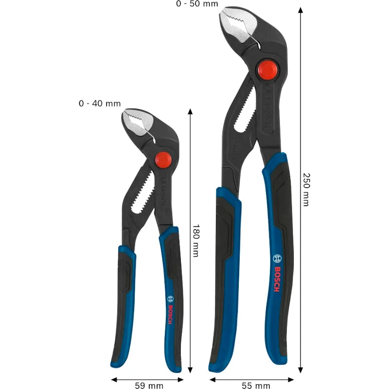 Bosch Water Pump Pliers Set - 2-Piece Hand Tools for Pipe & Auto Repair