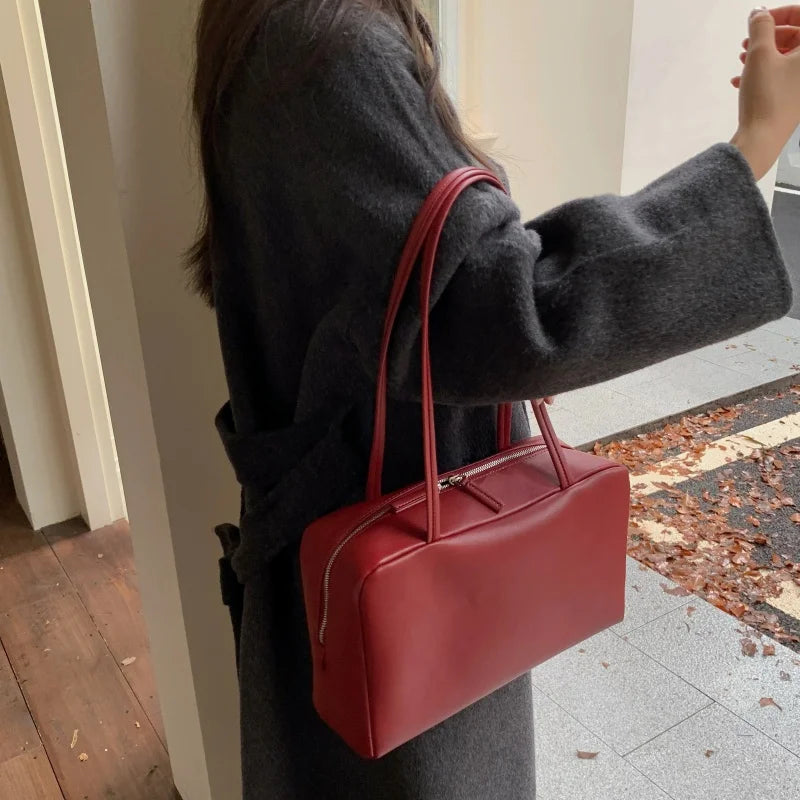 Trendy Sheepskin Leather Shoulder Bag - Versatile Underarm Crossbody