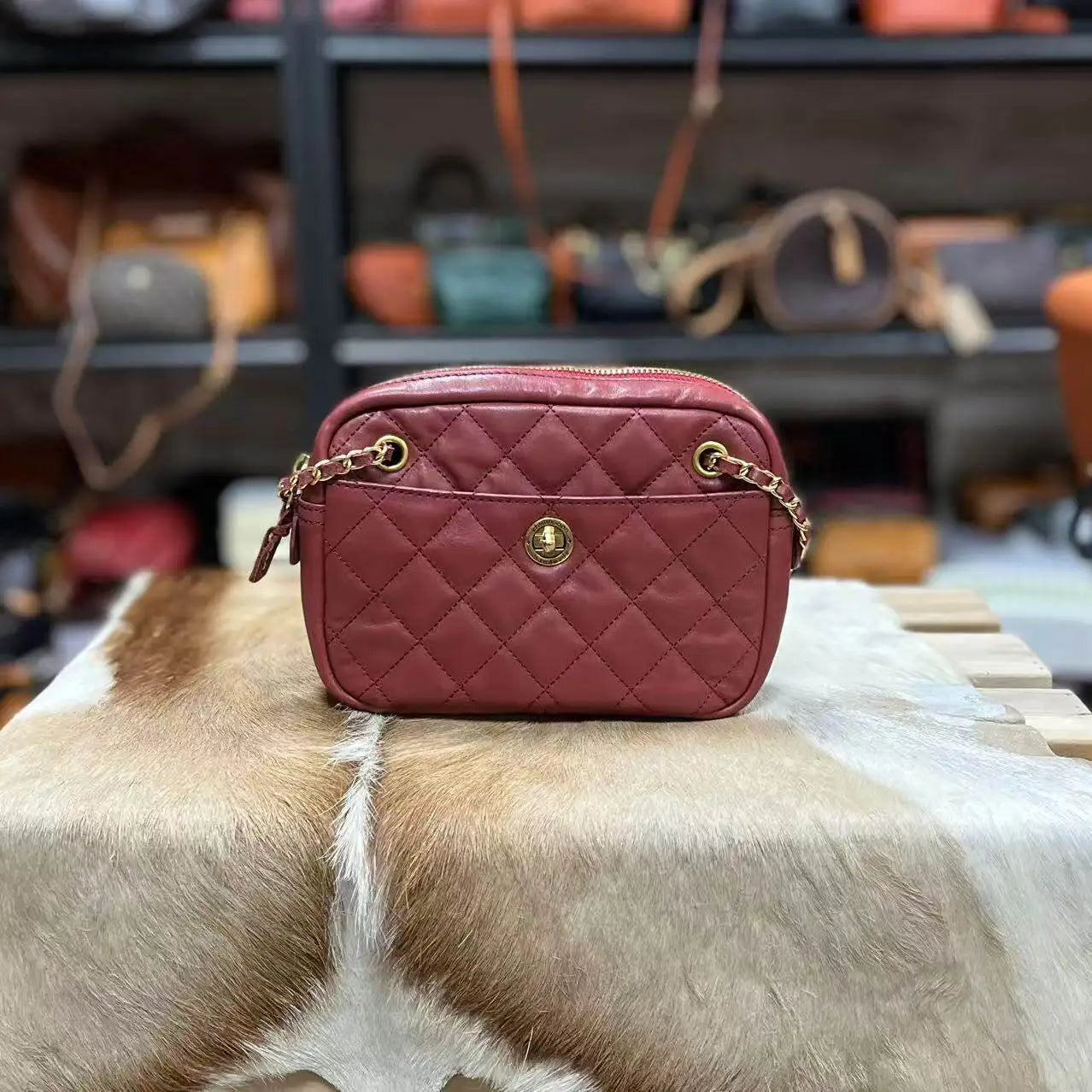 Stylish Y2K Retro Genuine Leather Crossbody Bag for Women