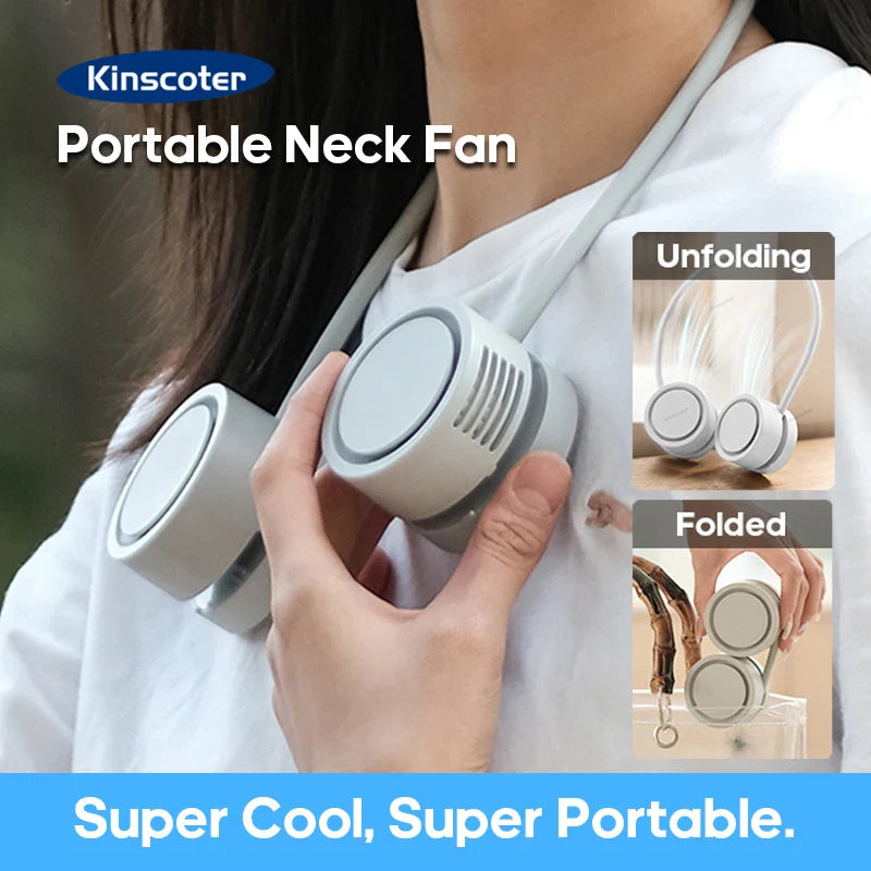 Kinscoter USB Rechargeable Neck Fan - Silent, Portable & Adjustable