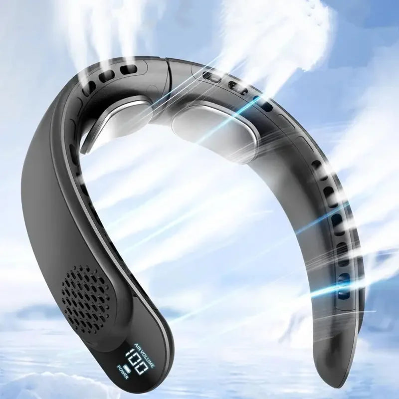 Rechargeable Neck Fan with 4000mAh Battery & LED Display - Stay Cool