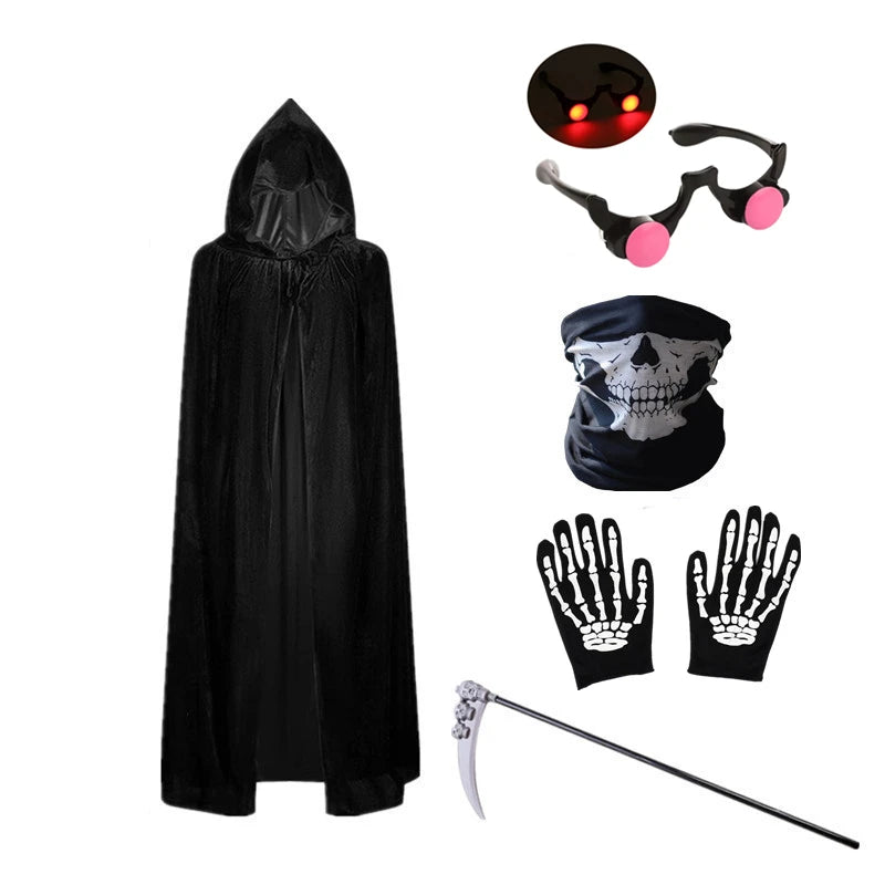 Glow-in-the-Dark Grim Reaper Costume for Kids - Scary Halloween Outfit