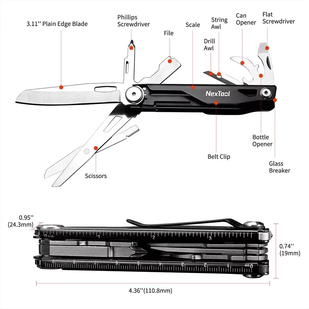 NexTool 12-in-1 Pocket Mini Multi-Tool - Versatile EDC Companion