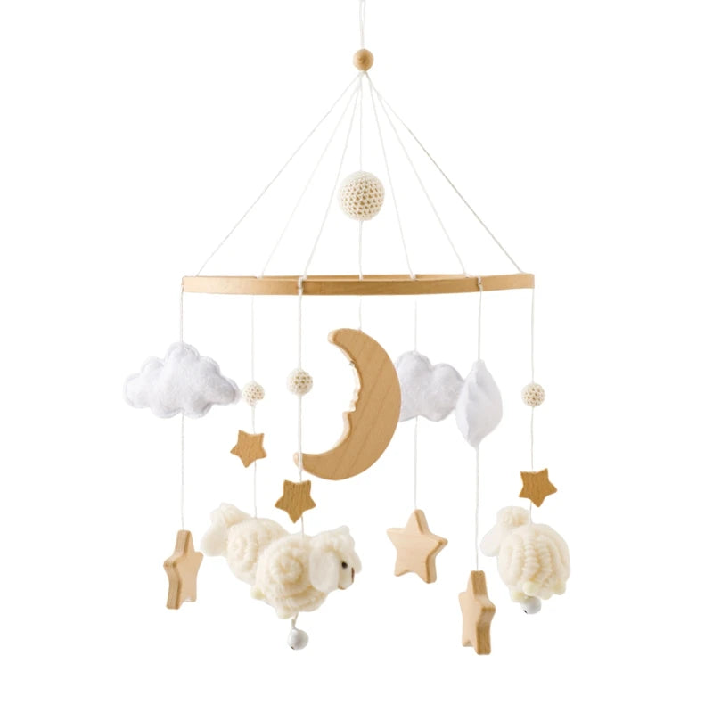 Wooden Baby Crib Mobile with Musical Rattle - Perfect Infant Toy