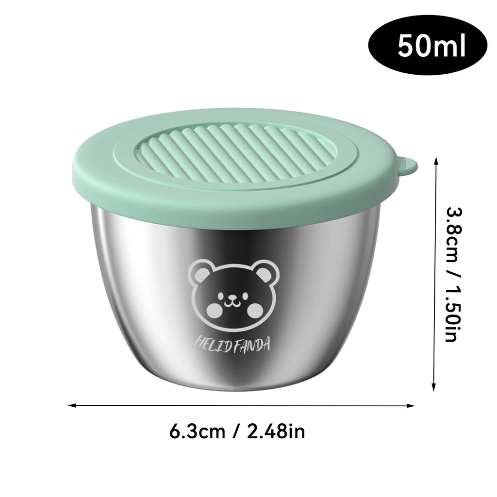 50ML Stainless Steel Sauce Cup with Lid - Portable Food Storage