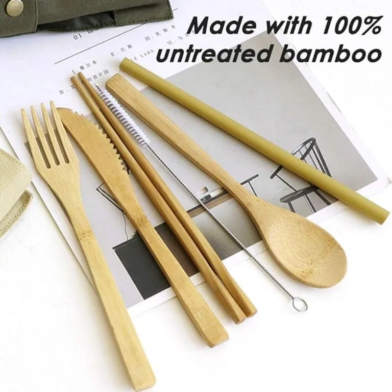 Eco-Friendly Bamboo Utensils Travel Set - Stylish & Portable Cutlery