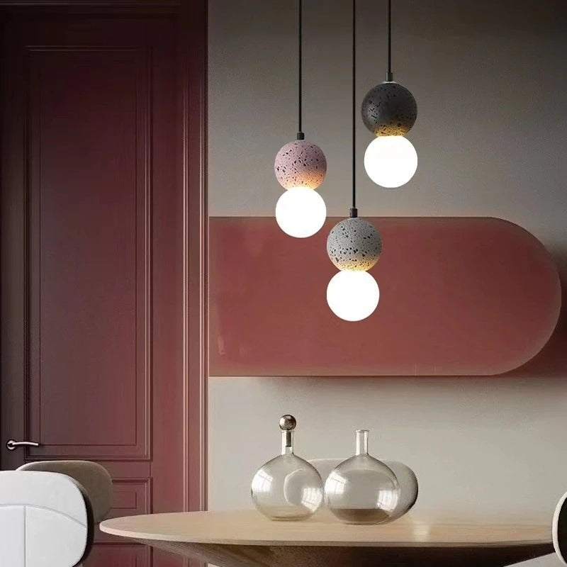 Modern G9 Pendant Lamp - Concrete Ball LED Chandelier for Home Decor