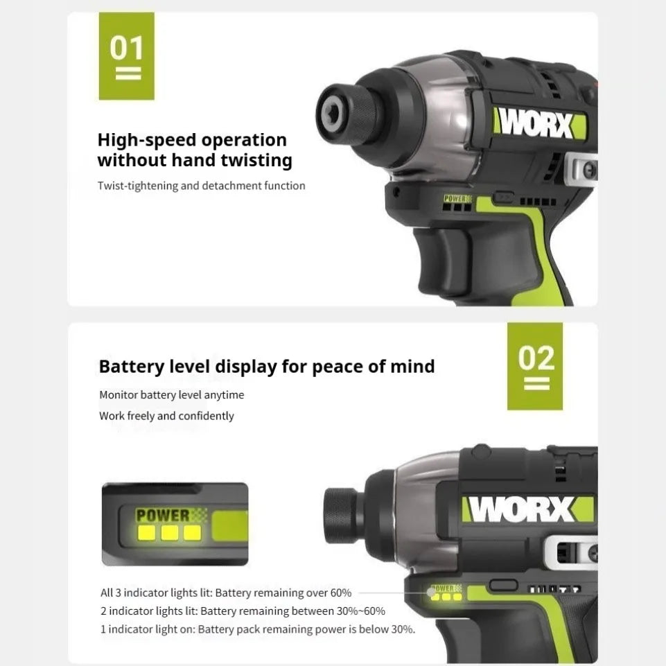 WORX WU132X Brushless Cordless Electric Impact Driver & Drill