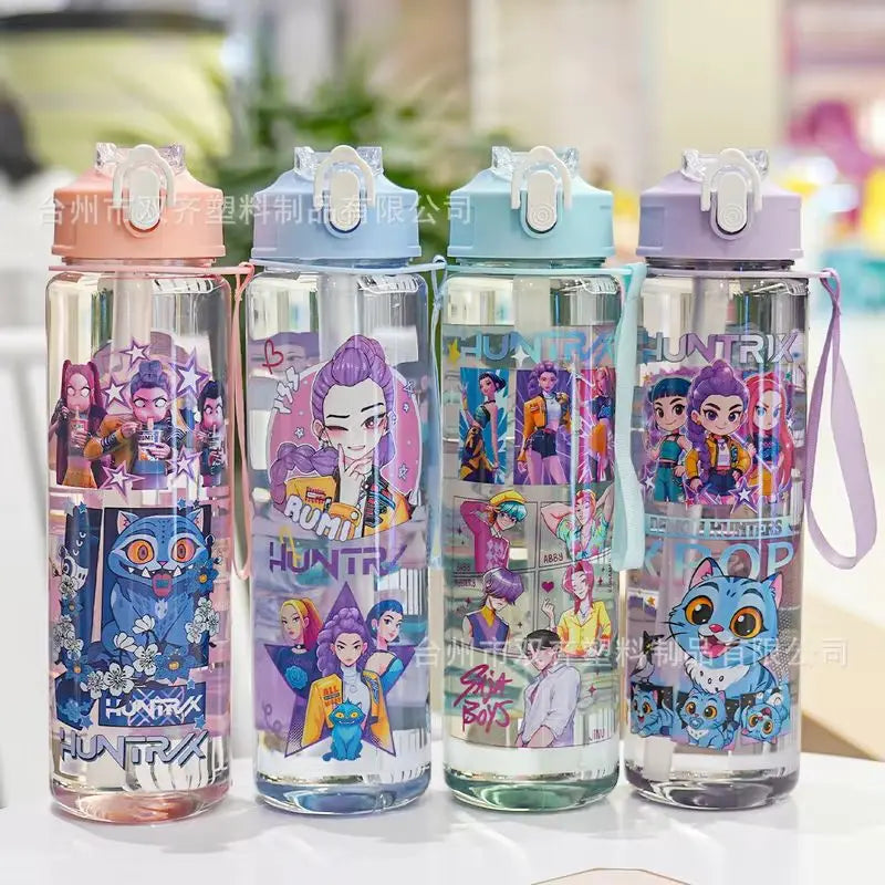 Cute 700ml Cartoon Print Water Cup with Straw - Perfect for Kids