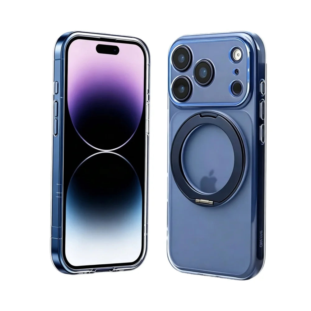 Clear MagSafe-Compatible Ring Stand Case for iPhone 11-17 | Shockproof