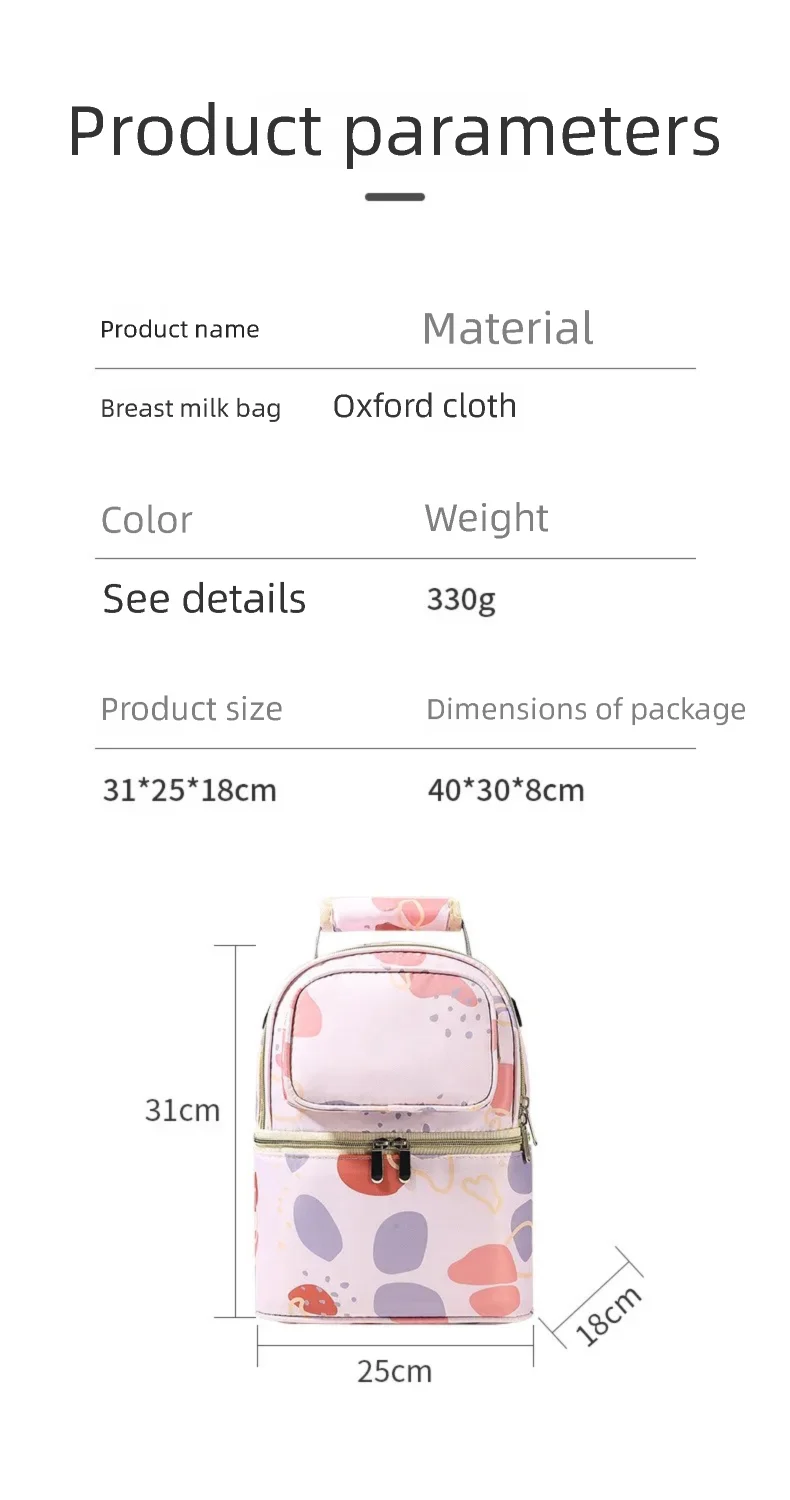 Portable Oxford Insulated Breastmilk Cooler Bag for Moms on the Go