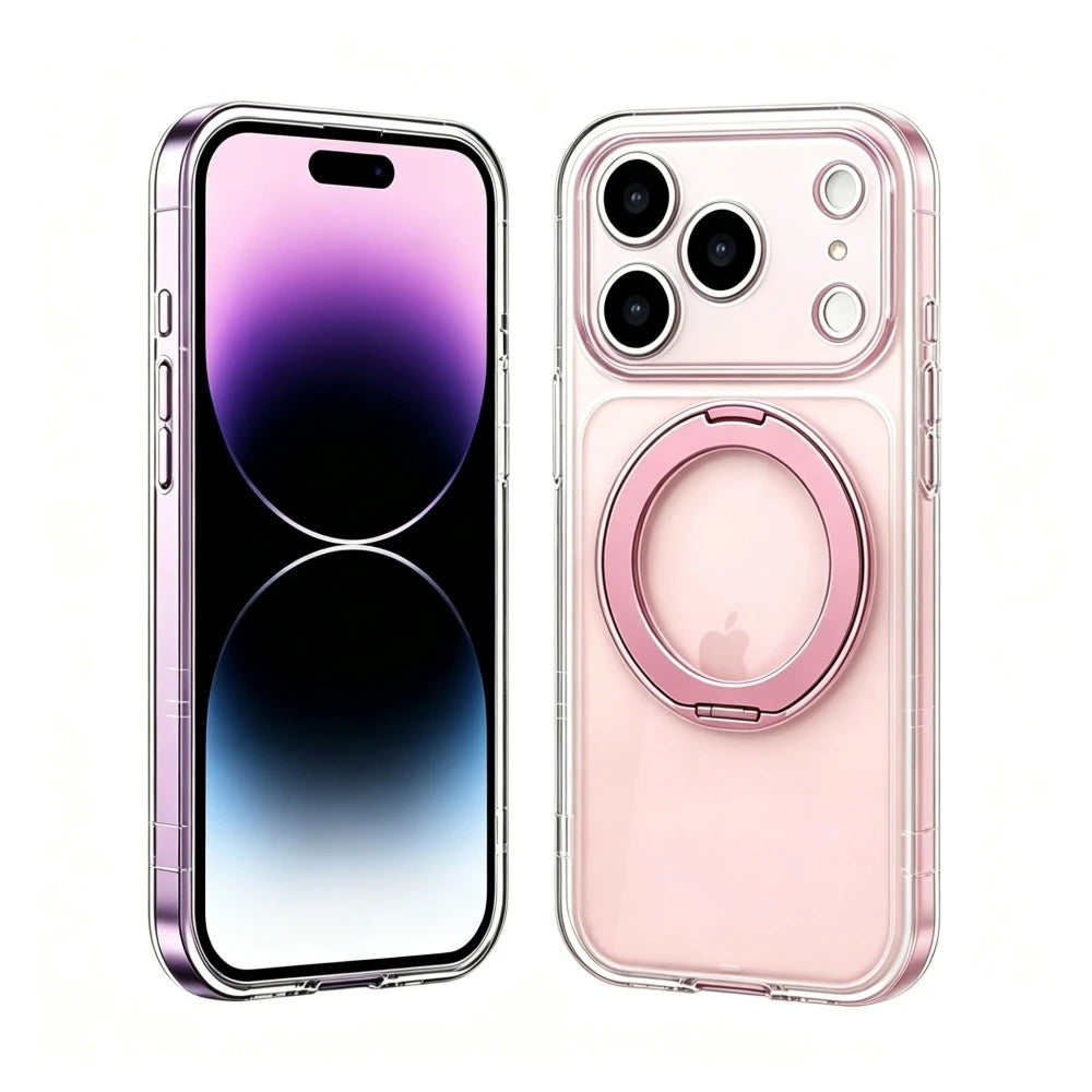 Clear MagSafe-Compatible Ring Stand Case for iPhone 11-17 | Shockproof