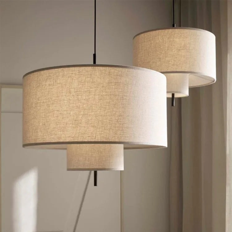 Nordic Wabi Sabi Handmade Linen LED Pendant Lamp for Home Decor