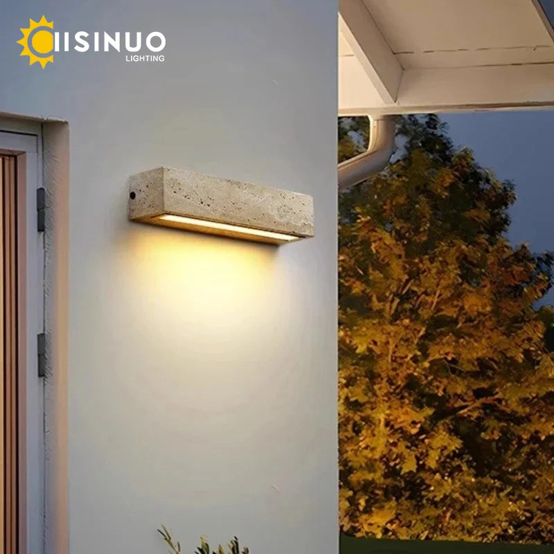 IISINUO Natural Stone LED Wall Lamp - Modern IP65 Porch Light