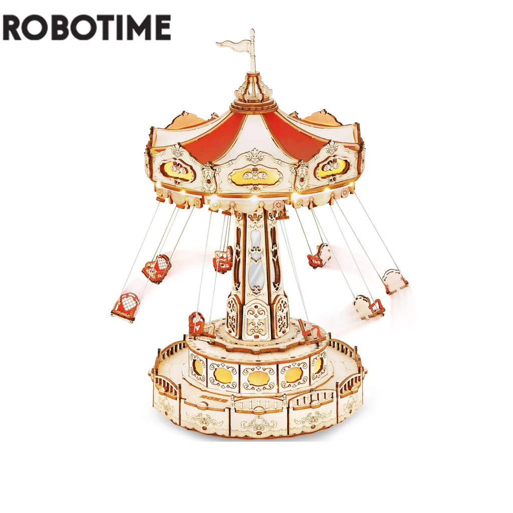 Robotime Rokr 3D Wooden Swing Ride Music Box - Fun DIY Puzzle Kit