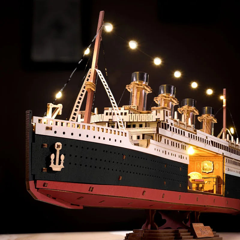 Luxury 3D Cruise Ship Puzzle Kit with LED Lights - Nautical Decor