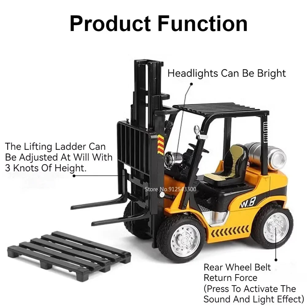 1:24 Diecast Crane Forklift Model with Sound & Light Functions