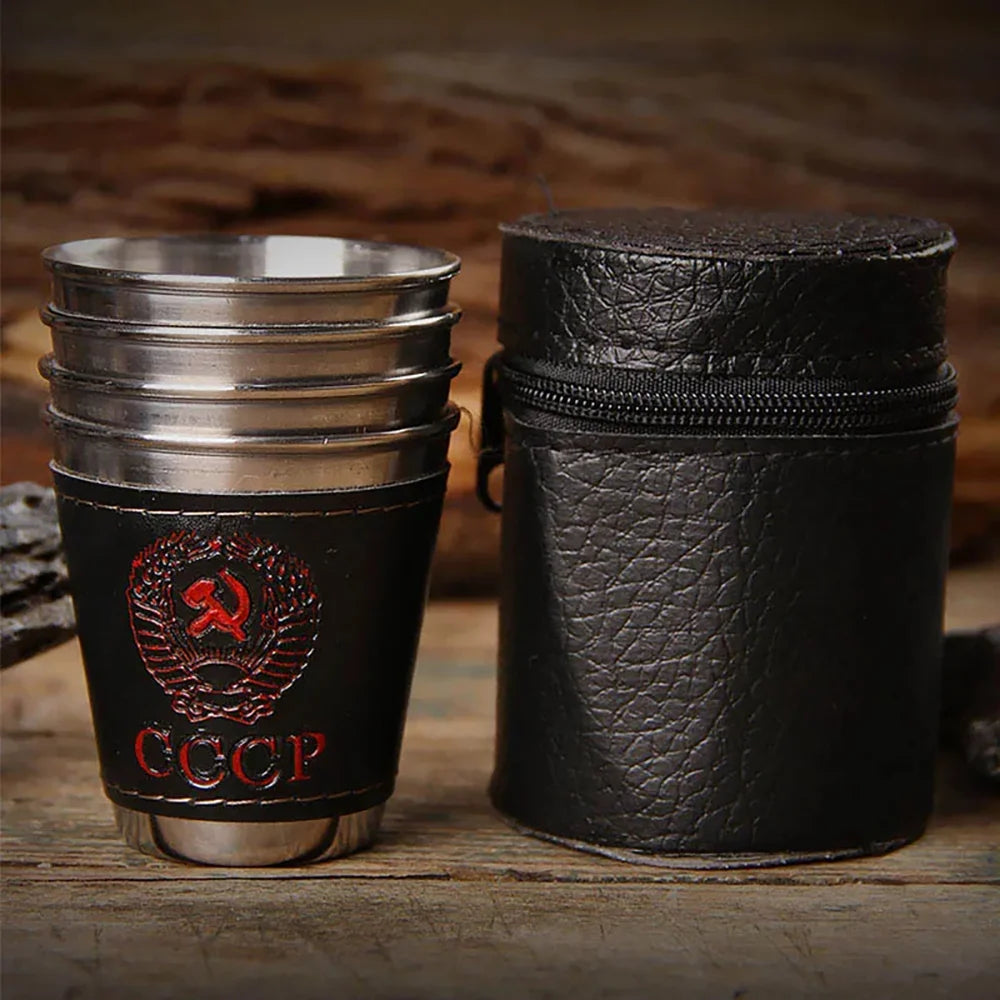 4-Piece Stainless Steel Outdoor Travel Cup Set - Portable & Durable