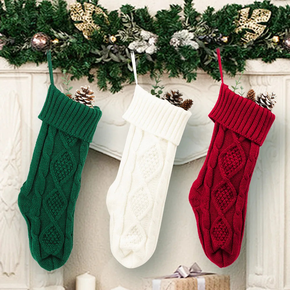Cozy Knitted Christmas Stocking Gift Bag - Perfect Holiday Decor