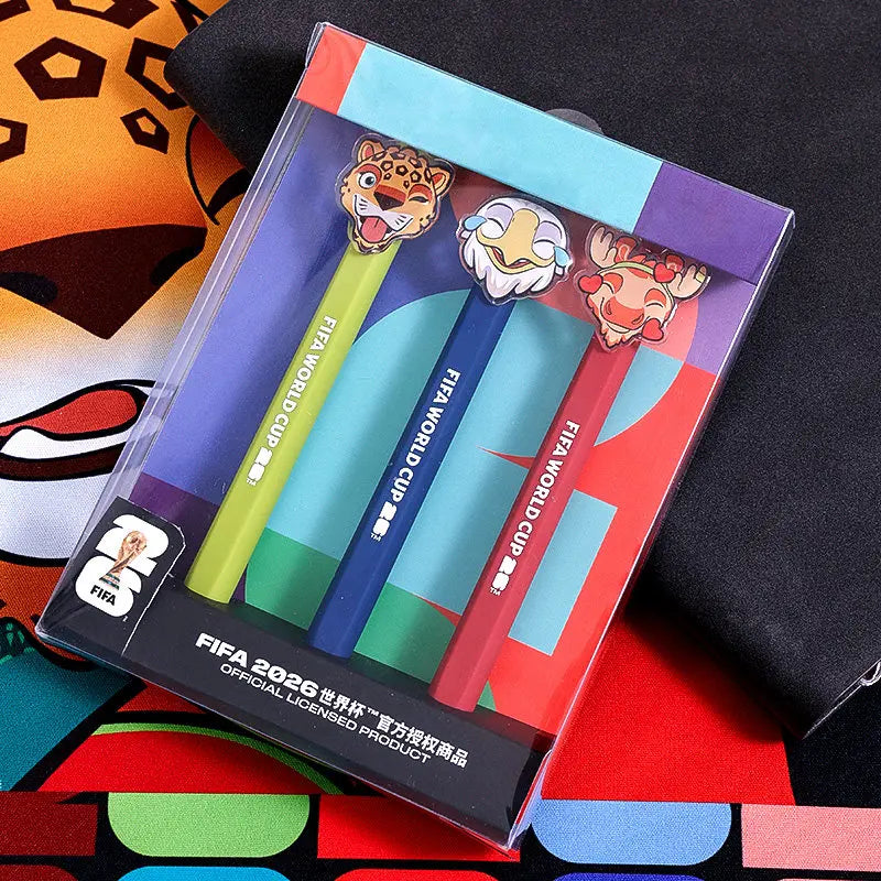 FIFA 2026 World Cup Mascot Retractable Gel Pen Set - Quick-Drying
