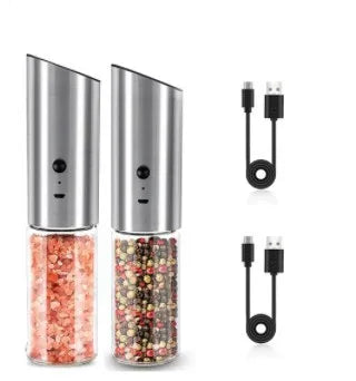 USB Rechargeable Electric Salt & Pepper Grinder Set - Effortless Spice Mill