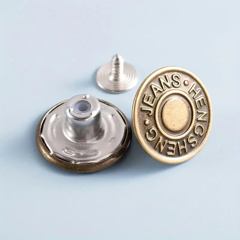 10PCS Durable Adjustable No-Sew Bronze Jeans Buttons - Snap Fasteners
