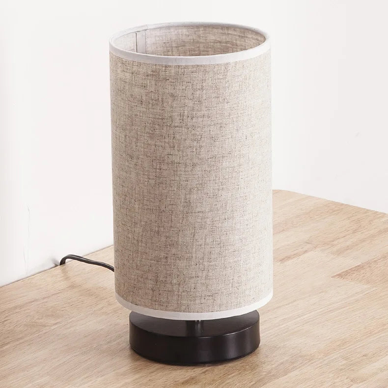 Modern LED Desk Lamp with Cylinder Fabric Shade & Iron Base