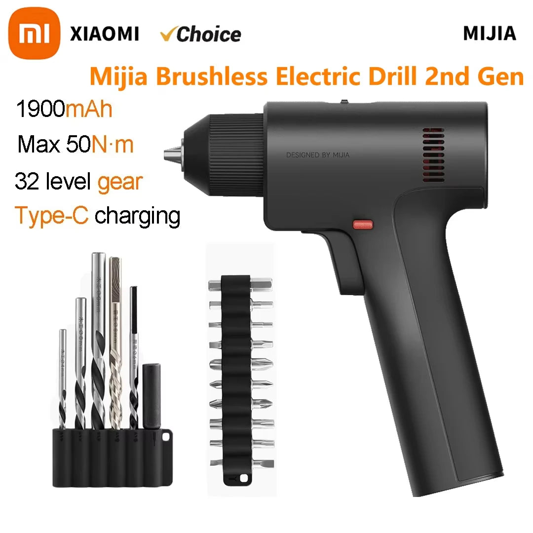 MIJIA Brushless Electric Drill 50N·m Torque, 32 Gear Settings, Type-C
