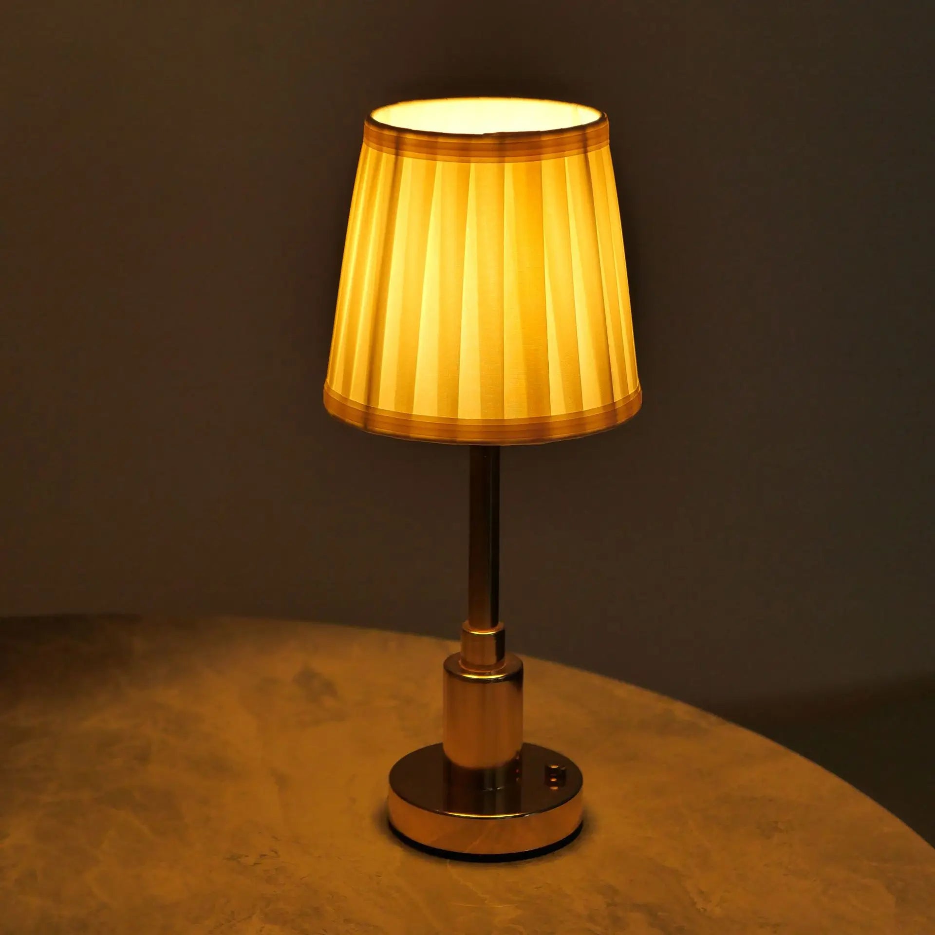 Nordic Rechargeable LED Table Lamp - Elegant Gold Fabric Design